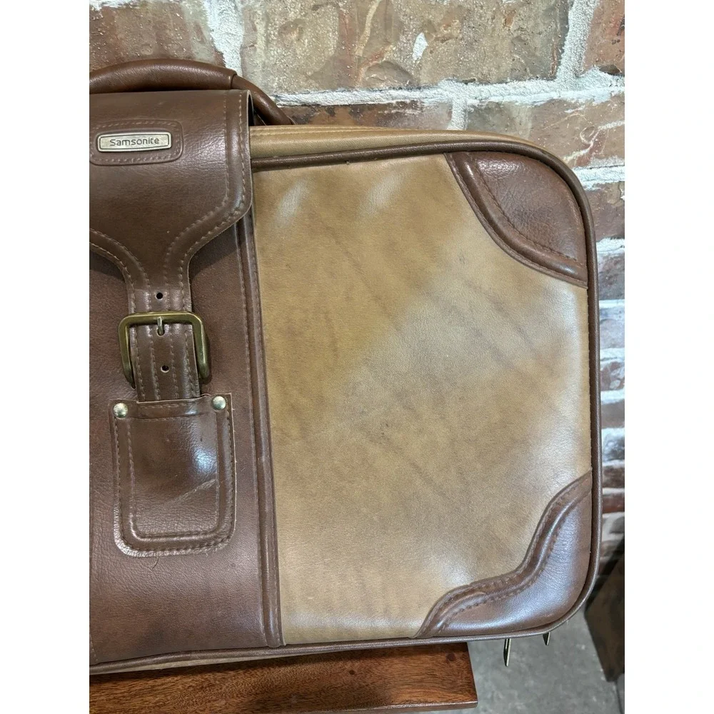 Vintage Samsonite Luggage - Two Tone Brown - Strap With Buckle - Great Condition